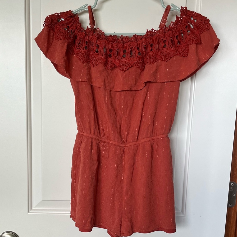 Girl’s BCX Orange Lace Romper